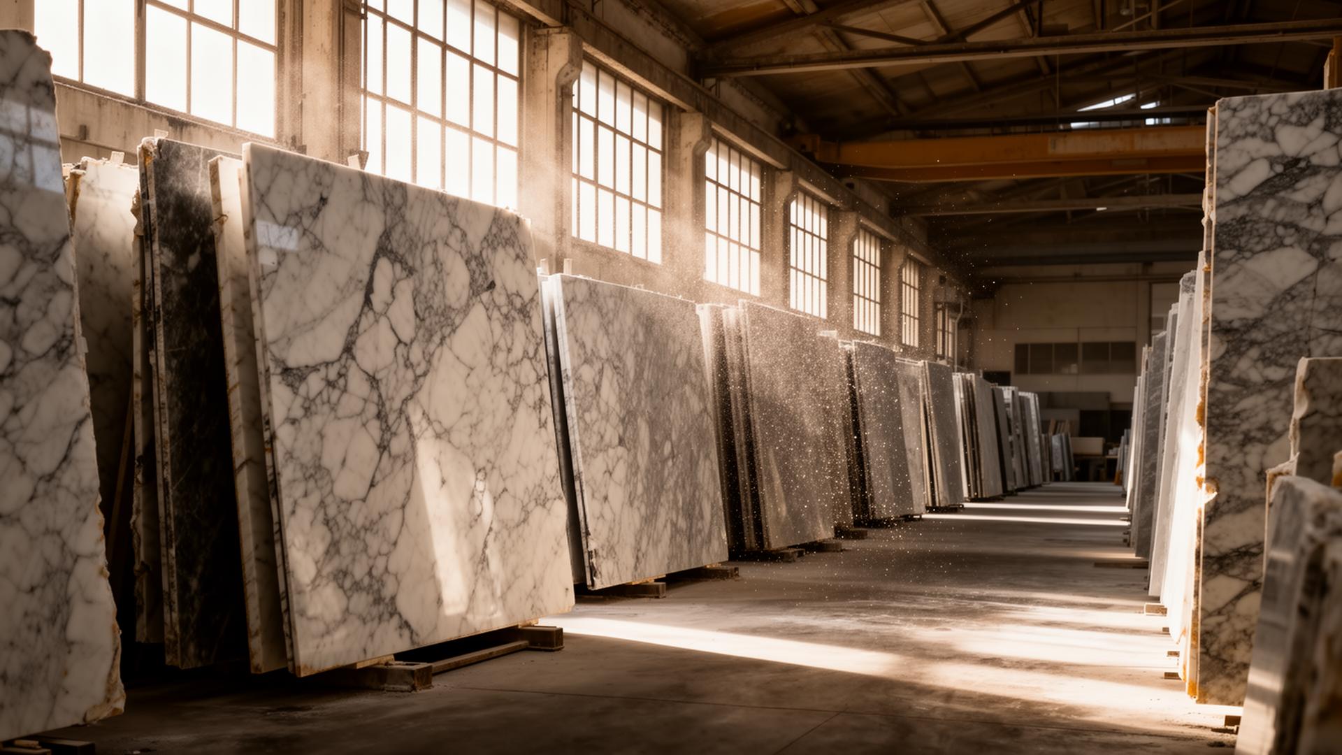 Processing of marble, onyx, travertine, agglomerates, and semi-precious stones.