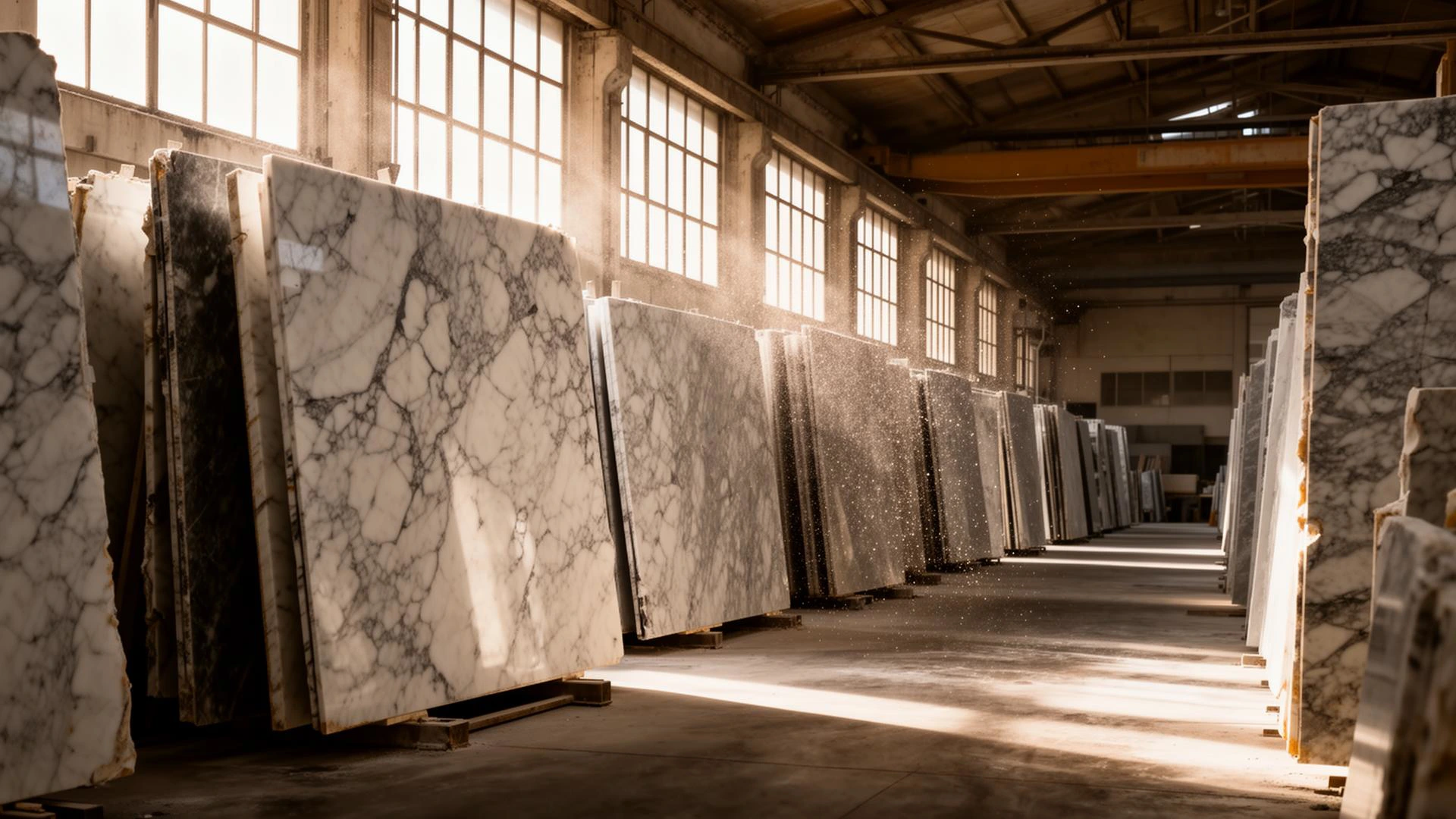 Processing of marble, onyx, travertine, agglomerates, and semi-precious stones.